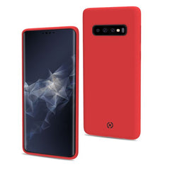 FEELING - Cover morbida in silicone liquido con finitura soft touch e bordi anti scivolo colore rosso compatibile con Samsung Galaxy S10