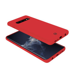 FEELING - Cover morbida in silicone liquido con finitura soft touch e bordi anti scivolo colore rosso compatibile con Samsung Galaxy S10