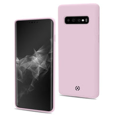 FEELING - Cover morbida in silicone liquido con finitura soft touch e bordi anti scivolo colore rosa compatibile con Samsung Galaxy S10+