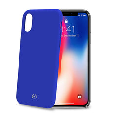 FEELING - Cover morbida in silicone liquido con finitura soft touch e bordi anti scivolo colore blu compatibile con Apple iPhone Xs/ iPhone X