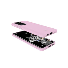 FEELING - Cover morbida in silicone liquido con finitura soft touch e bordi anti scivolo colore rosa compatibile con Samsung Galaxy S20+