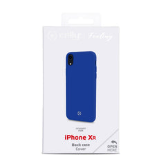 FEELING - Cover morbida in silicone liquido con finitura soft touch e bordi anti scivolo colore blu compatibile con Apple iPhone Xr