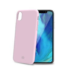 FEELING - Cover morbida in silicone liquido con finitura soft touch e bordi anti scivolo colore rosa compatibile con Apple iPhone Xr