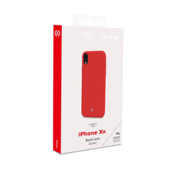 FEELING - Cover morbida in silicone liquido con finitura soft touch e bordi anti scivolo colore rosso compatibile con Apple iPhone Xr