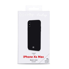 FEELING - Cover morbida in silicone liquido con finitura soft touch e bordi anti scivolo colore nero compatibile con Apple iPhone Xs Max