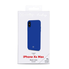 FEELING - Cover morbida in silicone liquido con finitura soft touch e bordi anti scivolo colore blu compatibile con Apple iPhone Xs Max