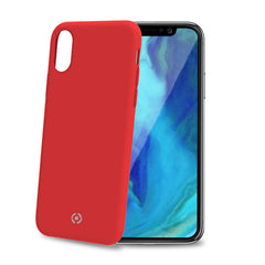 FEELING - Cover morbida in silicone liquido con finitura soft touch e bordi anti scivolo colore rosso compatibile con Apple iPhone Xs Max