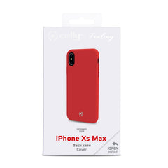FEELING - Cover morbida in silicone liquido con finitura soft touch e bordi anti scivolo colore rosso compatibile con Apple iPhone Xs Max