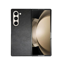 FOLDING - Cover in TPU composta da scocca anteriore e posteriore, effetto pelle sintetica colore nero compatibile Samsung Galaxy Fold 6/ Galaxy Z Fold 6 Enterprise Edition
