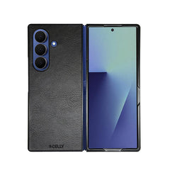 FOLDING - Cover in TPU composta da scocca anteriore e posteriore, effetto pelle sintetica colore nero compatibile Samsung Galaxy Z Fold 7/ Z Fold 7 Enterprise Edition