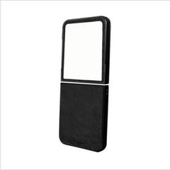 FOLDING - Cover in TPU composta da scocca anteriore e posteriore, effetto pelle sintetica colore nero compatibile Samsung Galaxy Z Flip 7/ Z Flip 7 Enterprise Edition