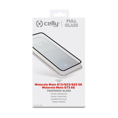 FULLGLASS - Vetro 9H con bordo colorato nero compatibile con Motorola MOTO G53 5G/ G73 5G/ G13 4G/ G23 4G