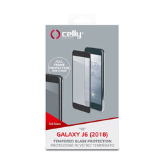 FULLGLASS - Vetro 9H con bordo colorato nero compatibile con Samsung Galaxy J6 2018
