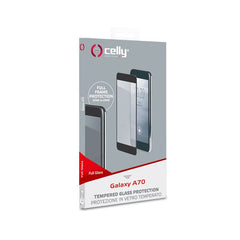 FULLGLASS - Vetro 9H con bordo colorato nero compatibile con Samsung Galaxy A70/ A70 Enterprise Edition