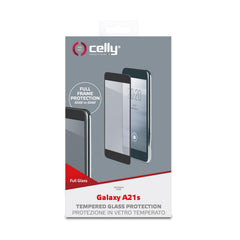 FULLGLASS - Vetro 9H con bordo colorato nero compatibile con Samsung Galaxy A21s
