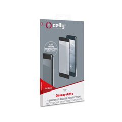 FULLGLASS - Vetro 9H con bordo colorato nero compatibile con Samsung Galaxy A21s