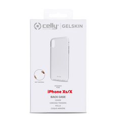 GELSKIN - Cover morbida trasparente nero in TPU compatibile con Apple iPhone Xs/ iPhone X