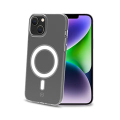 GELSKINMAG - Cover morbida trasparente in TPU, compatibile con la tecnologia Magsafe, anello magnetico color Bianco per Apple iPhone 14 Plus