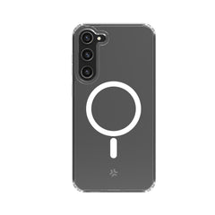 GELSKINMAG - Cover morbida trasparente in TPU, compatibile con la tecnologia Magsafe, anello magnetico color Bianco per Samsung Galaxy S23+ 5G