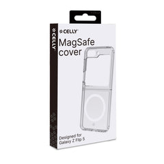 GELSKINMAG - Cover morbida trasparente in TPU, compatibile con la tecnologia Magsafe, anello magnetico color Bianco per Samsung Galaxy Z Flip 5