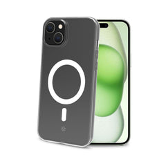 GELSKINMAG - Cover morbida trasparente in TPU, compatibile con la tecnologia Magsafe, anello magnetico color Bianco per Apple iPhone 15 Plus  [IPHONE 15 CASES]