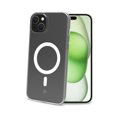 GELSKINMAG - Cover morbida trasparente in TPU, compatibile con la tecnologia Magsafe, anello magnetico color Bianco per Apple iPhone 15 Plus  [IPHONE 15 CASES]
