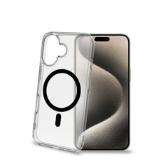GELSKINMAG - Cover morbida trasparente in TPU, compatibile con la tecnologia Magsafe, anello magnetico color Nero per Apple iPhone 16 [IPHONE 16 CASES]