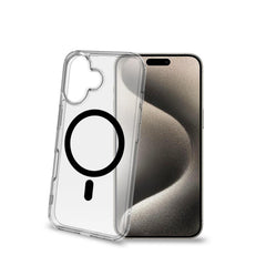 GELSKINMAG - Cover morbida trasparente in TPU, compatibile con la tecnologia Magsafe, anello magnetico color Nero per Apple iPhone 16 [IPHONE 16 CASES]