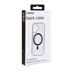 GELSKINMAG - Cover morbida trasparente in TPU, compatibile con la tecnologia Magsafe, anello magnetico color Nero per Apple iPhone 16 [IPHONE 16 CASES]
