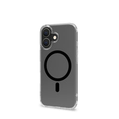 GELSKINMAG - Cover morbida trasparente in TPU, compatibile con la tecnologia Magsafe, anello magnetico color Nero per Apple iPhone 16 [IPHONE 16 CASES]