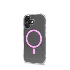 GELSKINMAG - Cover morbida trasparente in TPU, compatibile con la tecnologia Magsafe, anello magnetico color Rosa per Apple iPhone 16 [IPHONE 16 CASES]
