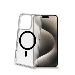 GELSKINMAG - Cover morbida trasparente in TPU, compatibile con la tecnologia Magsafe, anello magnetico color Nero per Apple iPhone 16 Pro [IPHONE 16 CASES]