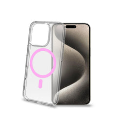 GELSKINMAG - Cover morbida trasparente in TPU, compatibile con la tecnologia Magsafe, anello magnetico color Rosa per Apple iPhone 16 Pro [IPHONE 16 CASES]