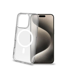 GELSKINMAG - Cover morbida trasparente in TPU, compatibile con la tecnologia Magsafe, anello magnetico color Bianco per Apple iPhone 16 Pro [IPHONE 16 CASES]