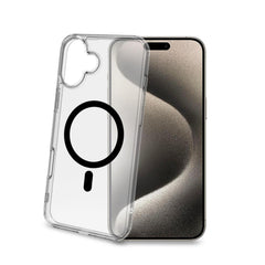 GELSKINMAG - Cover morbida trasparente in TPU, compatibile con la tecnologia Magsafe, anello magnetico color Nero per Apple iPhone 16 Plus [IPHONE 16 CASES]