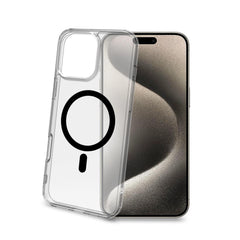 GELSKINMAG - Cover morbida trasparente nero in TPU compatibile con la tecnologia Magsafe per Apple iPhone 16 Pro Max [IPHONE 16 CASES]