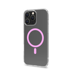 GELSKINMAG - Cover morbida trasparente in TPU, compatibile con la tecnologia Magsafe, anello magnetico color Rosa per Apple iPhone 16 Pro Max [IPHONE 16 CASES]