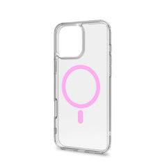 GELSKINMAG - Cover morbida trasparente in TPU, compatibile con la tecnologia Magsafe, anello magnetico color Rosa per Apple iPhone 16 Pro Max [IPHONE 16 CASES]