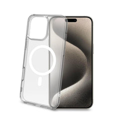 GELSKINMAG - Cover morbida trasparente in TPU, compatibile con la tecnologia Magsafe, anello magnetico color Bianco per Apple iPhone 16 Pro Max [IPHONE 16 CASES]