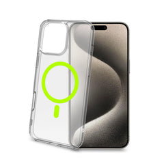 GELSKINMAG - Cover morbida trasparente in TPU, compatibile con la tecnologia Magsafe, anello magnetico color Giallo per Apple iPhone 16 Pro Max [IPHONE 16 CASES]