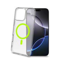 GELSKINMAG - Cover morbida trasparente in TPU, compatibile con la tecnologia Magsafe, anello magnetico color Giallo per Apple iPhone 16 Pro Max [IPHONE 16 CASES]