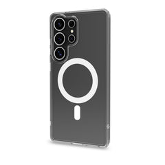 GELSKINMAG - Cover morbida trasparente in TPU, compatibile con la tecnologia Magsafe, anello magnetico Bianco x Samsung Galaxy S25 Ultra 5G/ Galaxy S25 Ultra 5G Enterprise Edition