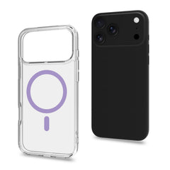 GELSKINMAG - Cover morbida trasparente in TPU, compatibile con la tecnologia Magsafe, anello magnetico color Viola per Apple iPhone 17 Pro Max [IPHONE 17 CASES]
