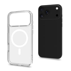 GELSKINMAG - Cover morbida trasparente nero in TPU compatibile con la tecnologia Magsafe per Apple iPhone 17 Pro Max [IPHONE 17 CASES]