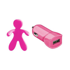 GIULIOCESARE - Profumatore da auto a forma di omino + caricabatteria da auto USB-A 5 Watt
