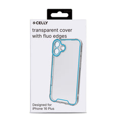 GLOW - Cover trasparente in TPU con bordi che si illuminano al buio compatibile con Apple iPhone 16 Plus [IPHONE 16 CASES]