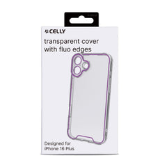 GLOW - Cover trasparente in TPU con bordi che si illuminano al buio compatibile con Apple iPhone 16 Plus [IPHONE 16 CASES]