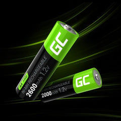 2 Batterie AA Stilo Ricaricabili Green Cell 2600 mAh 1.2V GR05