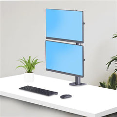 Supporto da scrivania per 2 monitor impilati verticalmente, doppio 49", capacità totale 32 kg