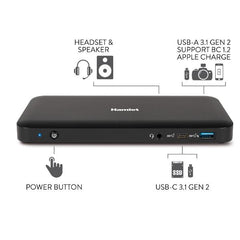 HDOCKS600C USB-C PD 85W + 4USB 3.1+HDMI+2xDP+LAN+AUDIO